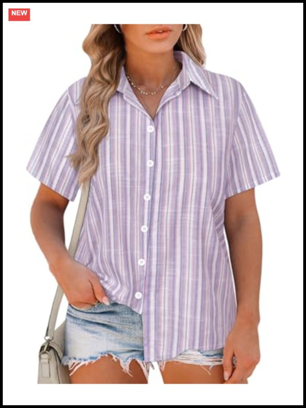 Women's Plus Size Button Down Shirt Roll-Up Short Sleeve Collared Blouse